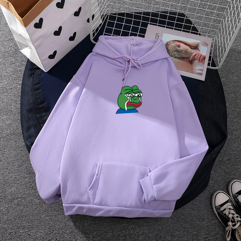 Unisex nan relaxed-fit Kapuzenpullover mit weichem Fleece-Futter, Kängurutasche und gesticktem Frosch-Emblem Shop Nory