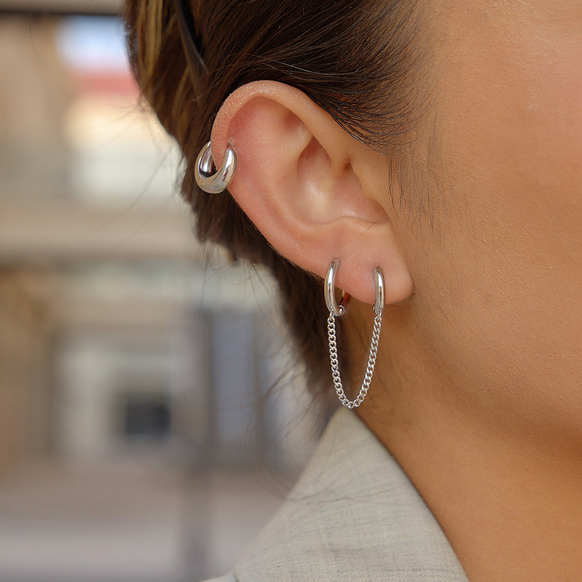 Damen Ohrhänger mit elegantem Kettendesign und hypoallergenem Edelstahl Shop Nory