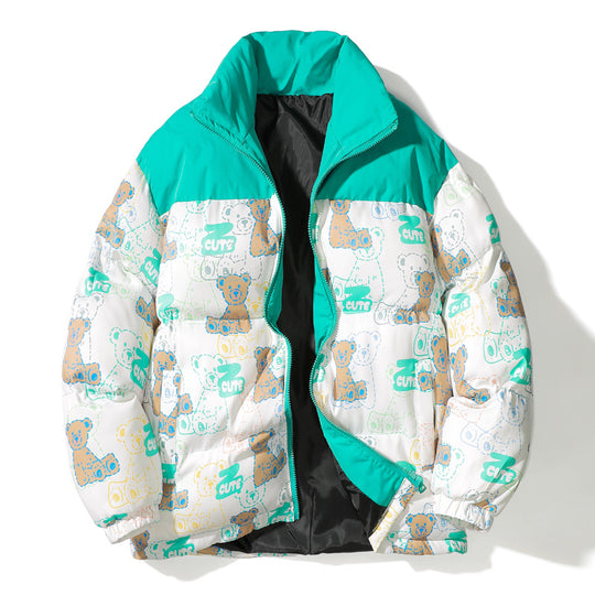 Unisex Gestepptes Teddy‑Print Pufferjacke mit hohem Kragen Shop Nory