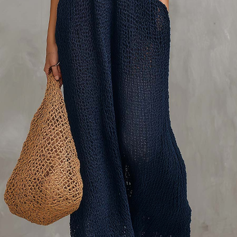 Damen Luftiges Sommerkleid mit seitlichen Taschen und tiefem Ausschnitt Shopnory