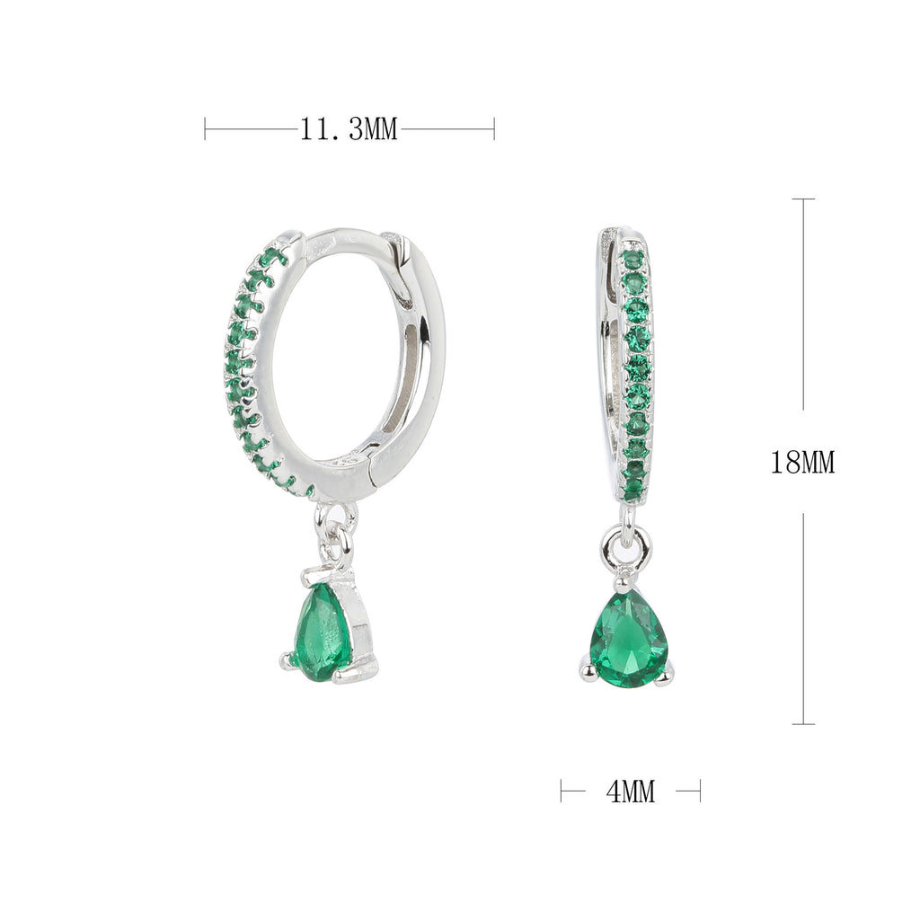 Damen Creolenohrringe mit funkelnden Aqua-Zirkon-Anhängern Shop Nory