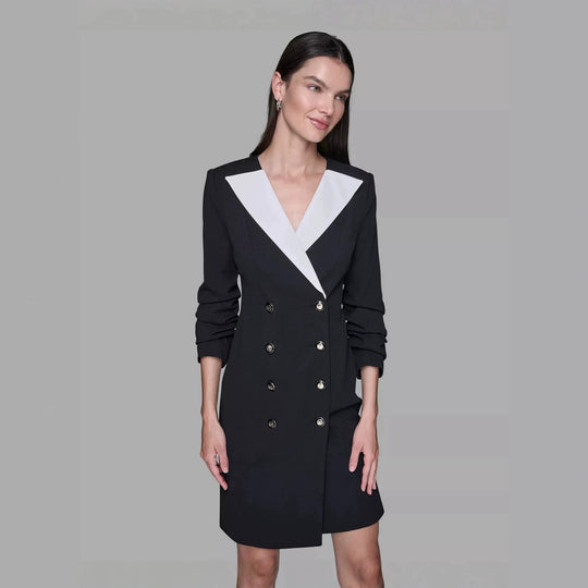 Damen Doppelreihiges Blazerkleid mit kontrastierendem Schalkragen Shop Nory