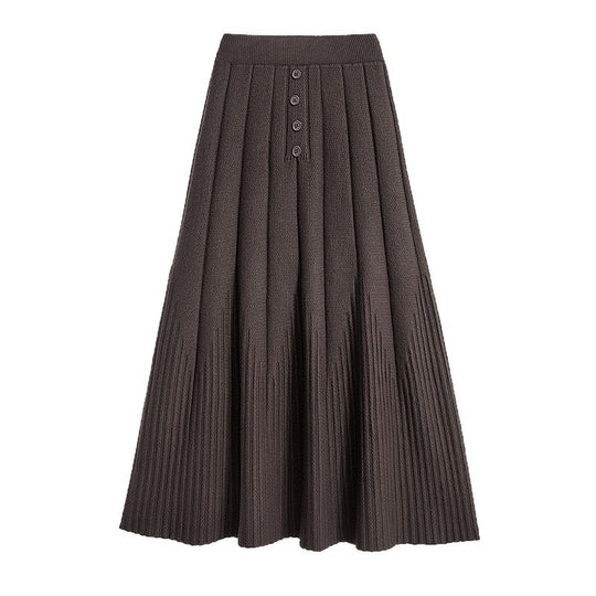 Damen Eleganter Plissee-Rock mit Knopfdetails Shop Nory