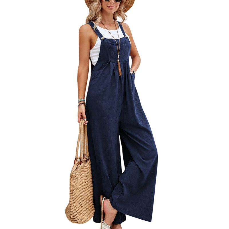 Damen Lässiger Jumpsuit mit weitem Bein und verstellbaren Trägern