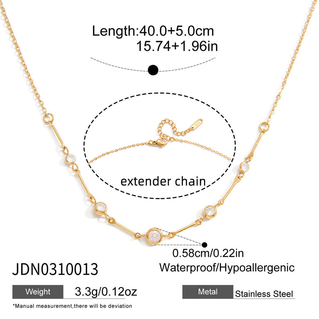 Damen Halskette mit funkelnden Zirkonsteinen und verstellbarem Verschluss Shop Nory
