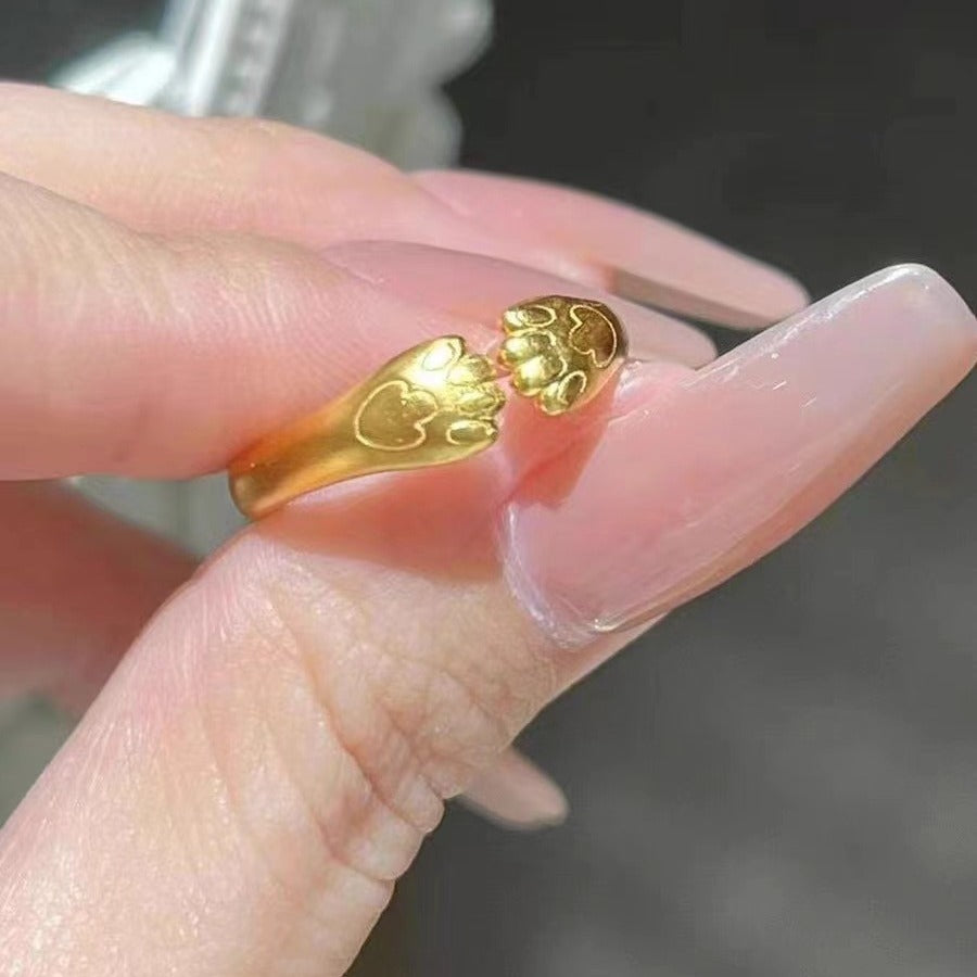 Damen Offener Ring mit Tierpfotenmotiv Shop Nory