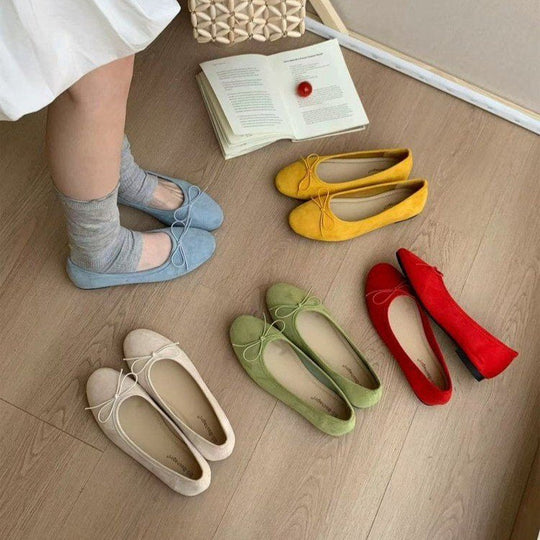 Damen elegante Ballerinas mit dekorativer Schleife