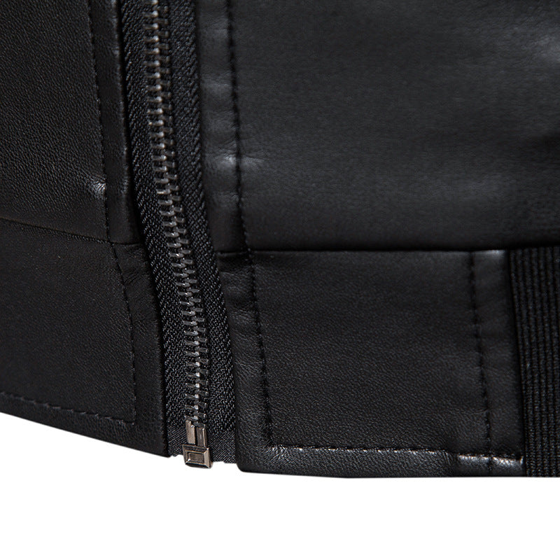 Herren Kunstleder-Bomberjacke im Slim-Fit mit Rippbündchen und verdecktem Reißverschlussleiste Shop Nory
