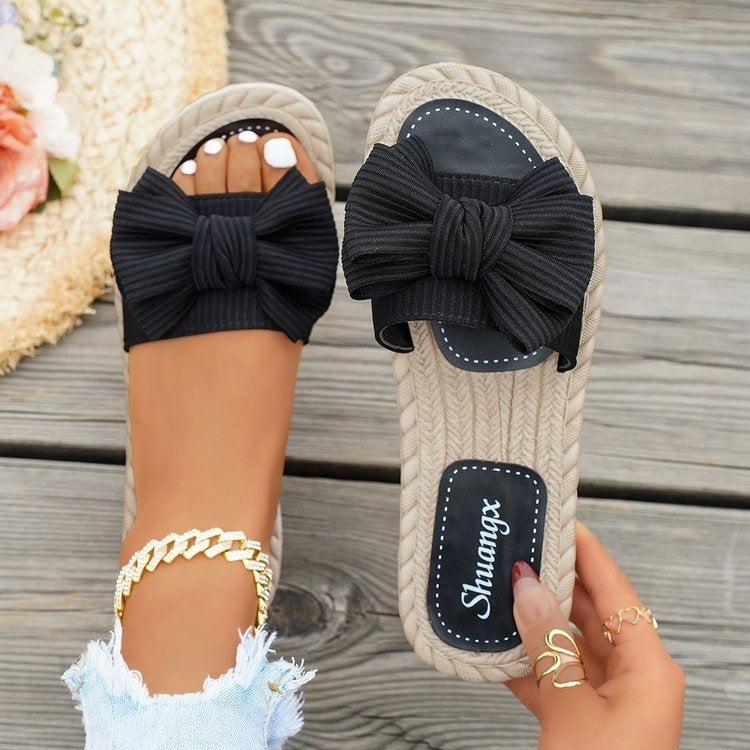 Damen modische Espadrilles mit dekorativem Schleifen-Detail