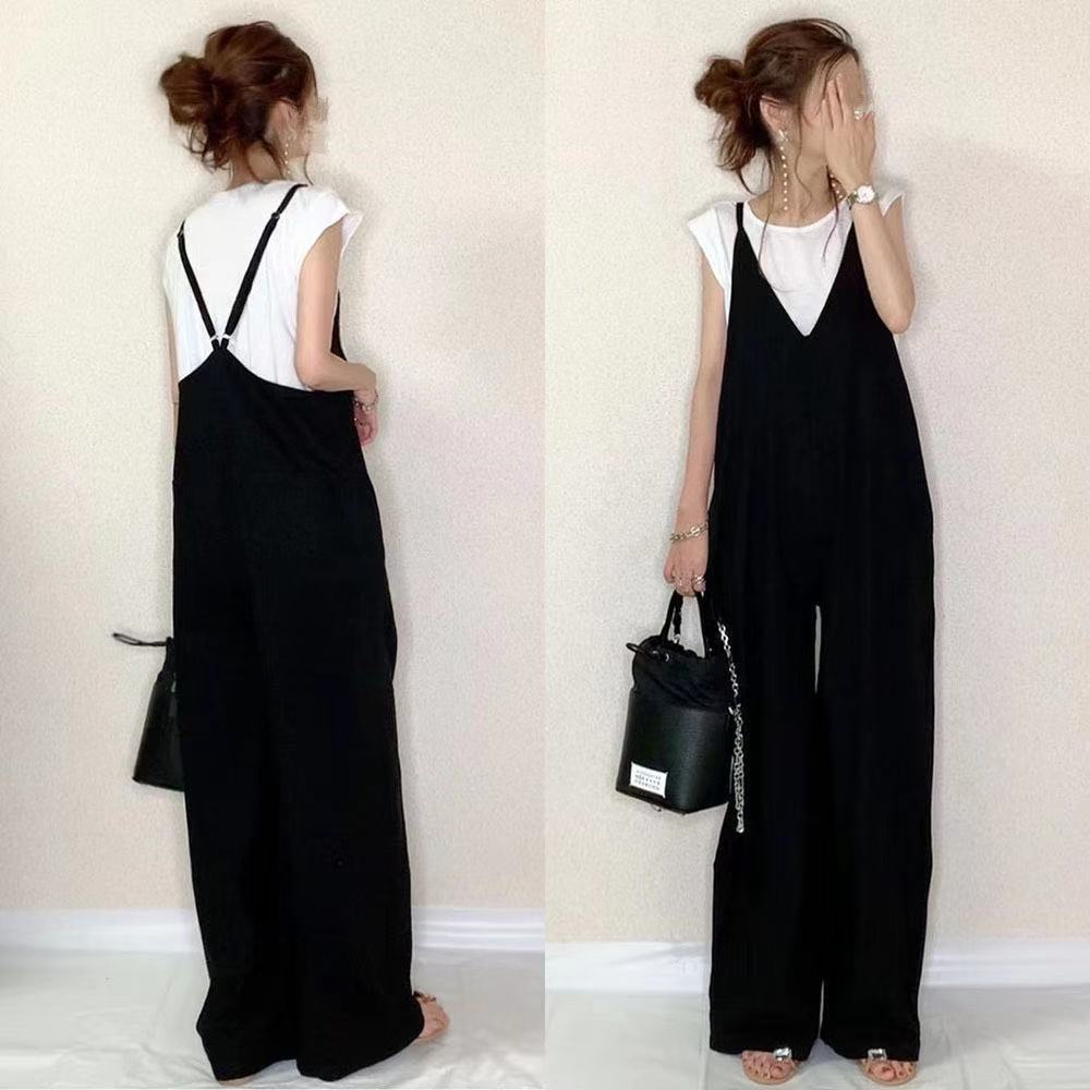 Damen Weit geschnittene Latzhose im Boho-Stil Shopnory