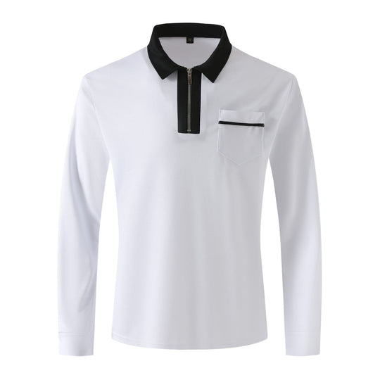 Herren Langarm-Poloshirt mit Halbzip, Kontrastkragen & Brusttasche Shop Nory