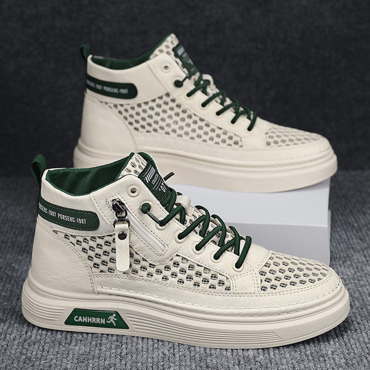 Herren High-Top Sneaker mit luftiger Mesh-Perforation, seitlichem Reißverschluss und dicker Profilsohle Shopy Nory