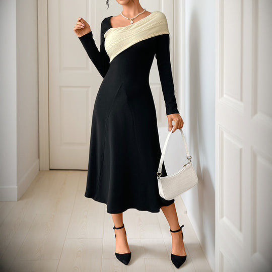 Damen Asymmetrisches Midikleid mit One-Shoulder-Strickdetail und figurbetontem Fall Shop Nory