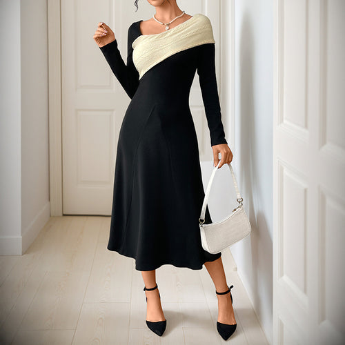 Damen Asymmetrisches Midikleid mit One-Shoulder-Strickdetail und figurbetontem Fall Shop Nory