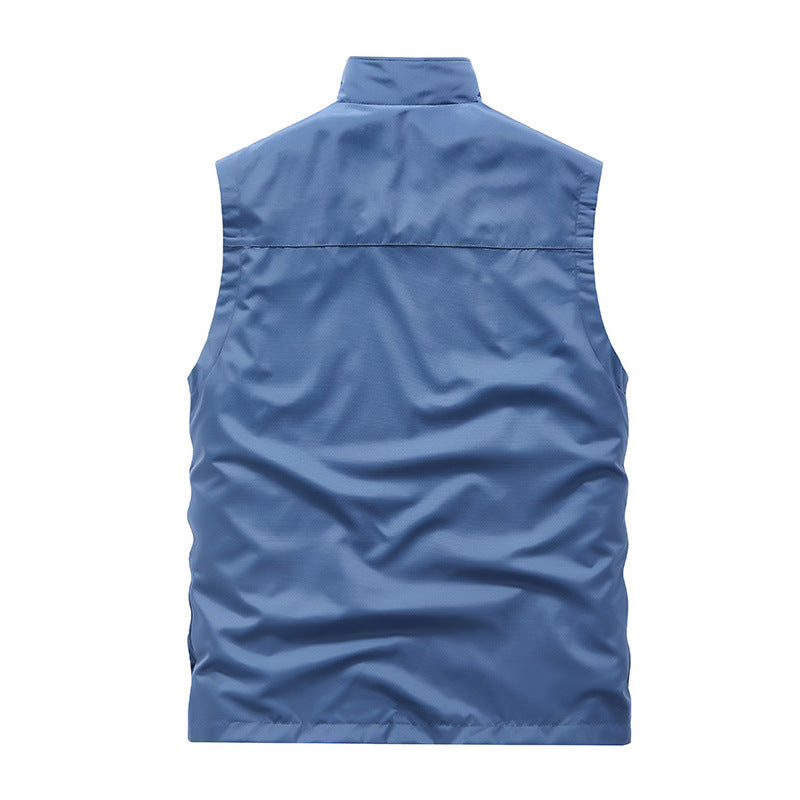 Herren Ärmellose Softshell-Utility‑Weste mit hohem Stehkragen, Zwei‑Wege‑Reißverschluss und verdeckten Taschen Shop Nory