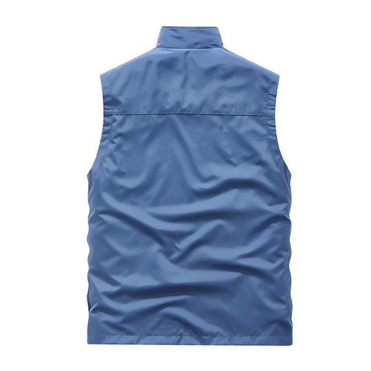 Herren Ärmellose Softshell-Utility‑Weste mit hohem Stehkragen, Zwei‑Wege‑Reißverschluss und verdeckten Taschen Shop Nory