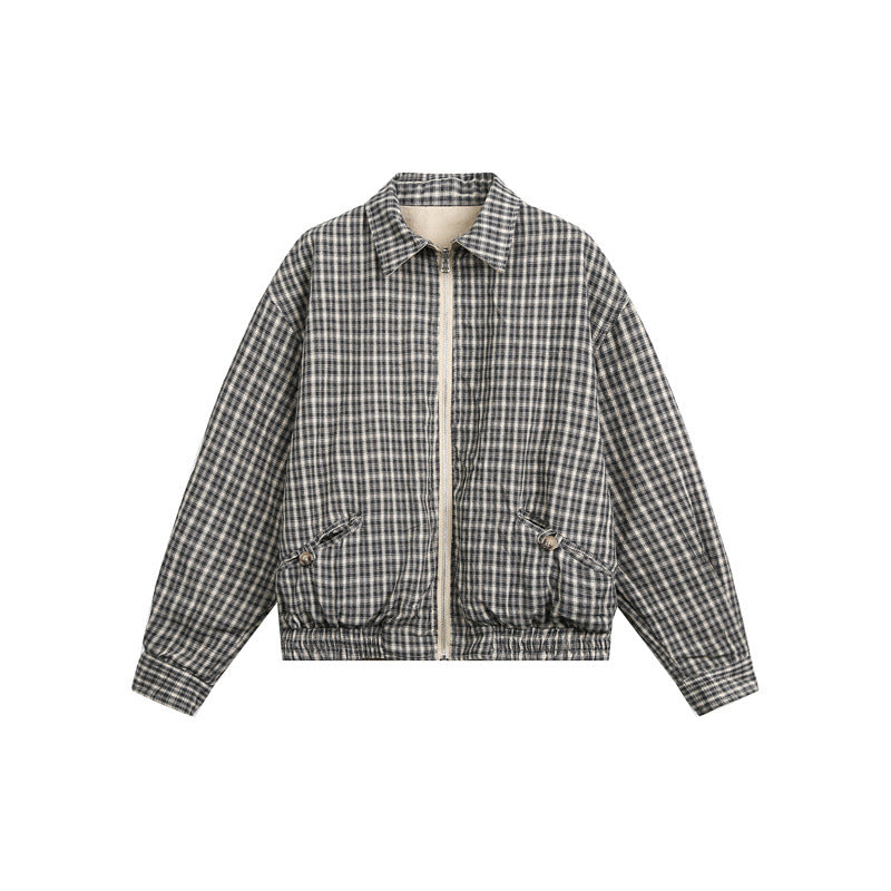 Unisex Kurzjacke im Harrington‑Stil mit Reißverschluss und kariertem Futter Shop Nory