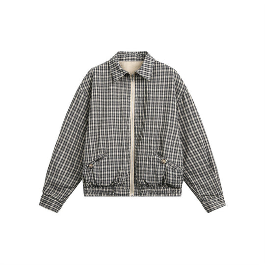 Unisex Kurzjacke im Harrington‑Stil mit Reißverschluss und kariertem Futter Shop Nory