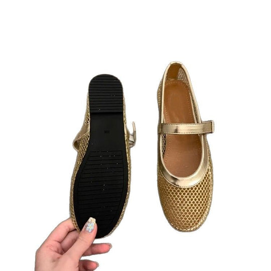 Damen Atmungsaktive Netz-Ballerinas im Mary-Jane-Stil mit verstellbarem Riemen Shop Nory