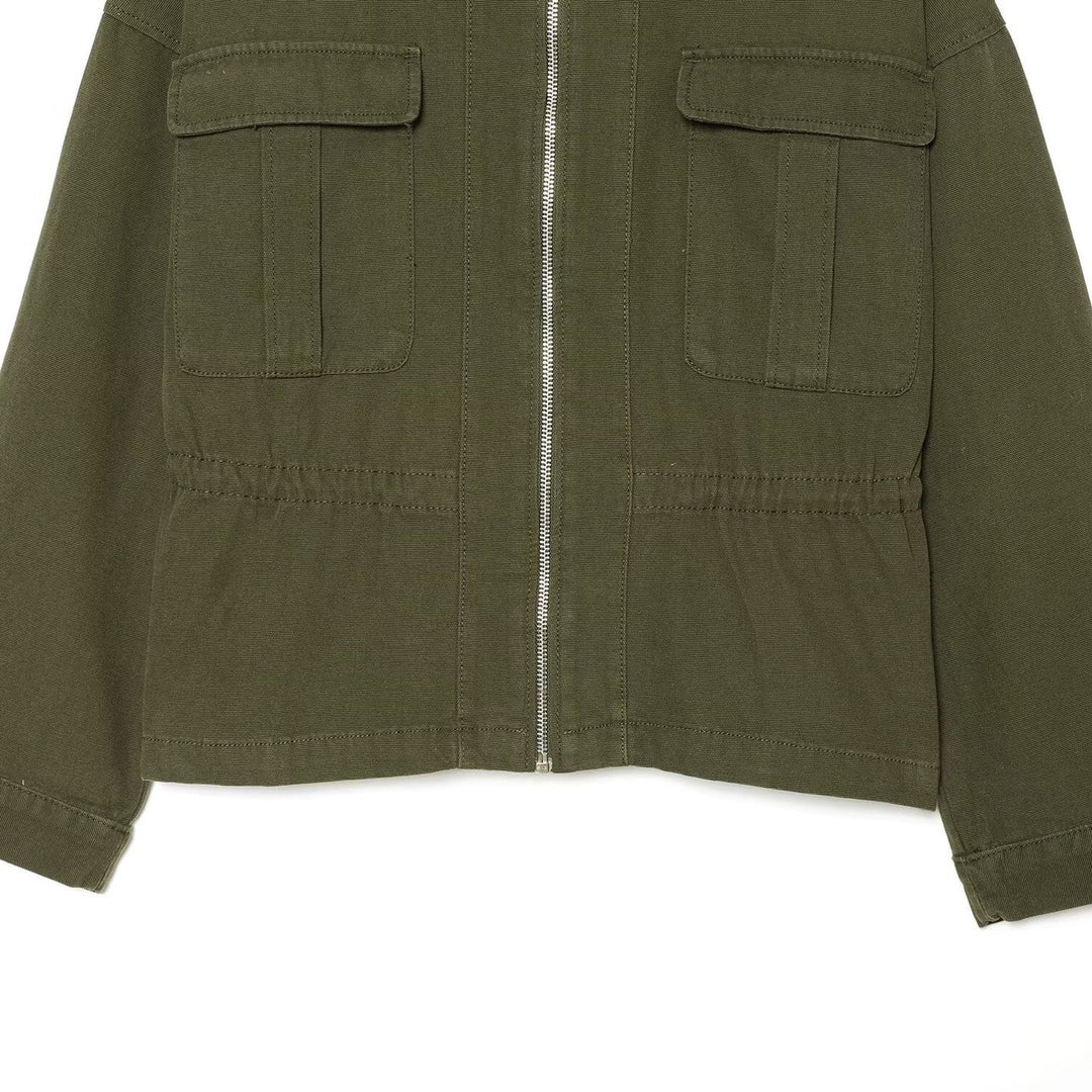 Damen Cropped Fieldjacke mit durchgehendem Reißverschluss, Pattentaschen und Tunnelzugtaillierung Shop Nory
