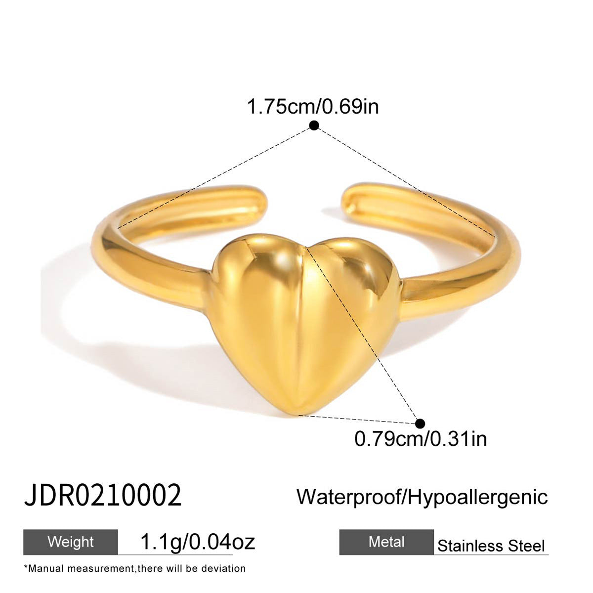 Damen offenes Armband mit herzförmigem Design aus hypoallergenem Edelstahl Shop Nory