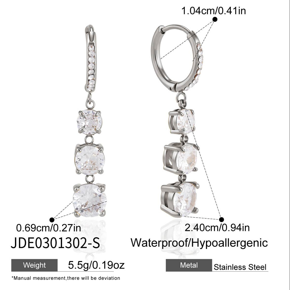 Damen Elegante Ohrringe mit Zirkonia-Anhängern und hypoallergenen Eigenschaften Shop Nory