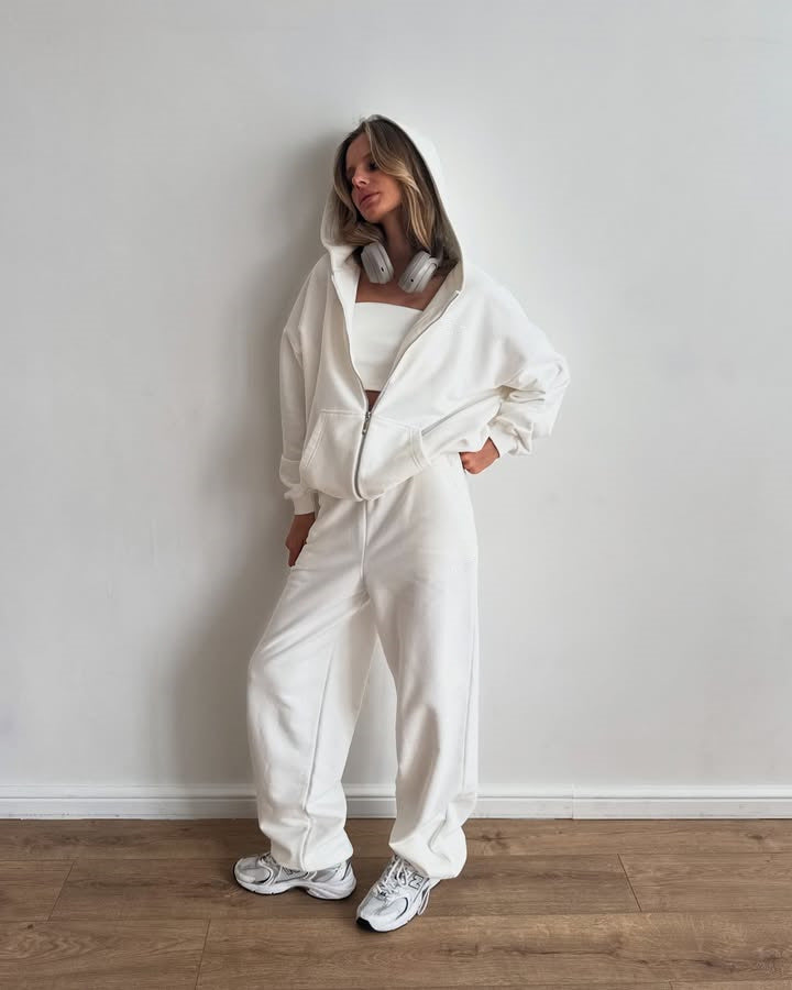 Damen lässiges Kapuzenjacken- und Jogginghosen-Set