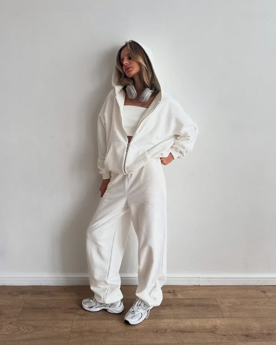 Damen lässiges Kapuzenjacken- und Jogginghosen-Set