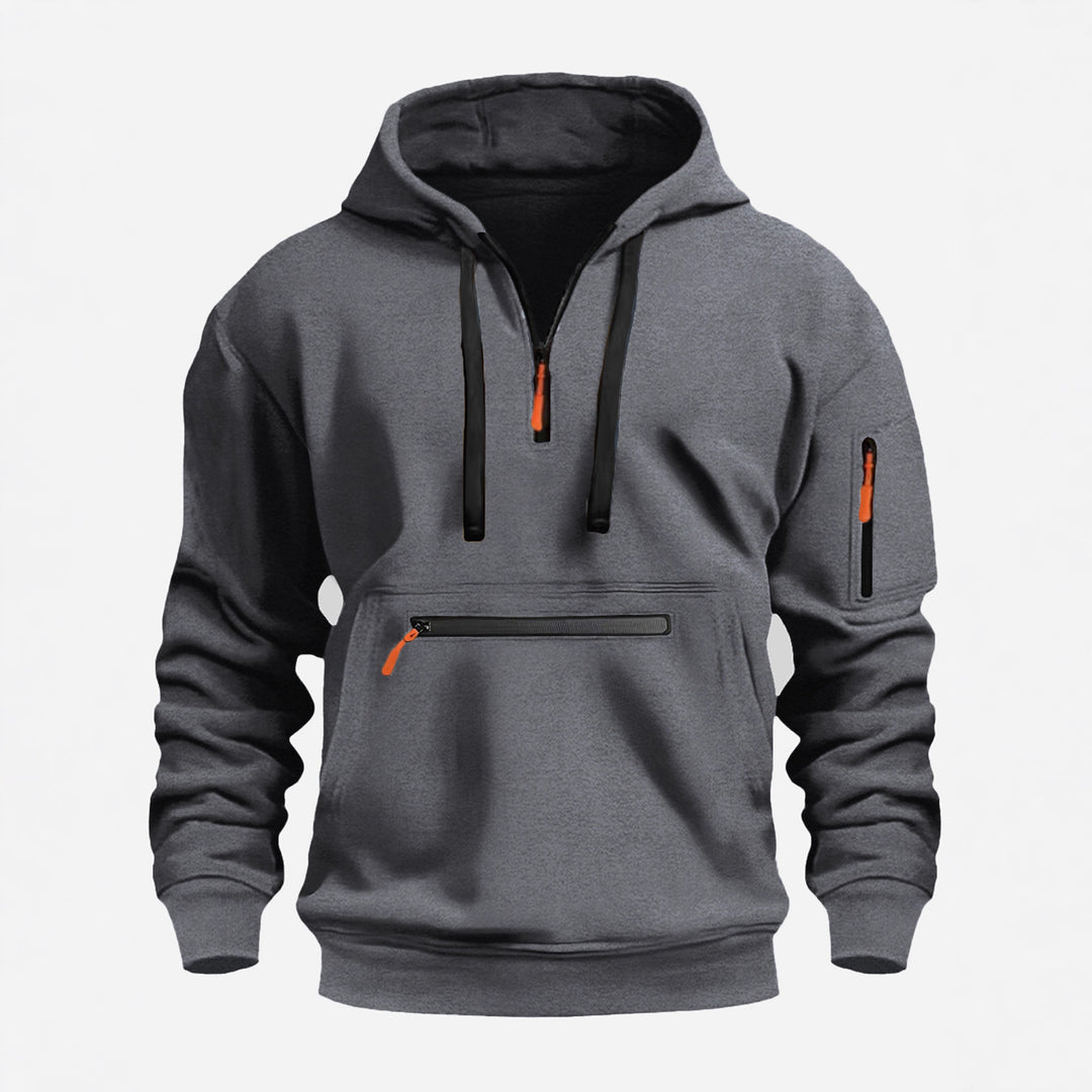 Herren Kapuzenpullover mit Halbzip, Kängurutasche und verdeckten Reißverschlüssen Shop Nory