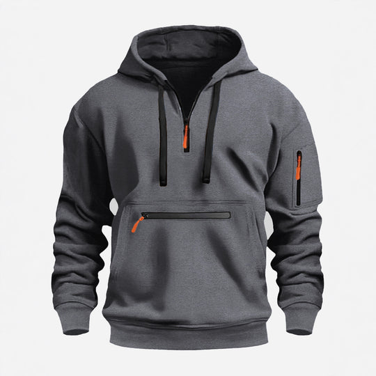 Herren Kapuzenpullover mit Halbzip, Kängurutasche und verdeckten Reißverschlüssen Shop Nory