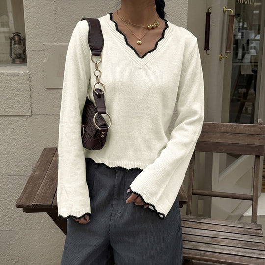 Damen Eleganter V-Ausschnitt Pullover Shop Nory