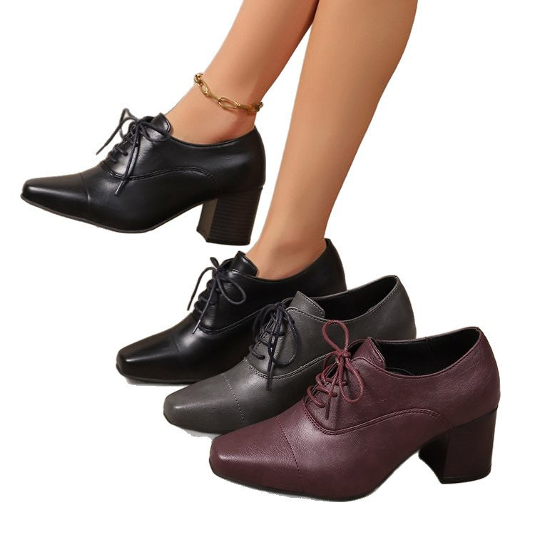 Damen Elegante Schnürpumps mit quadratischer Spitze und mittelhohem Blockabsatz Shop Nory