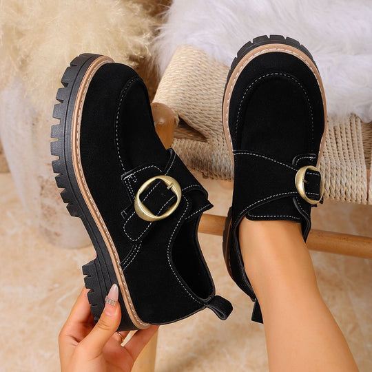 Damen Chunky Loafer im Mokassin‑Stil mit großer Zierschließe, Velours‑Optik und profilierter Gummisohle Shop Nory