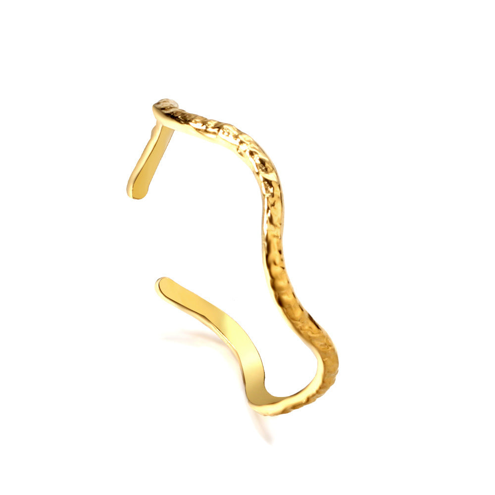 Damen Offener Ring mit filigranem Zickzack-Design aus goldplattiertem Edelstahl Shop Nory