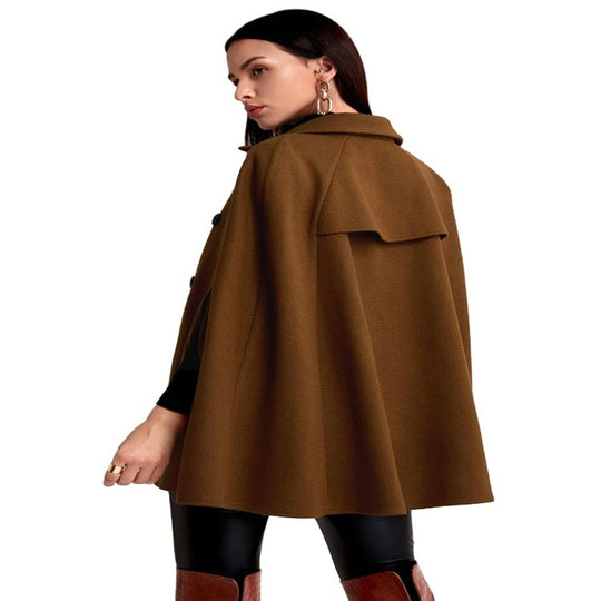 Damen Kurzcape-Mantel im Boxy-Tailoring mit verdeckten Ärmelschlitzen und Reverskragen Shop Nory