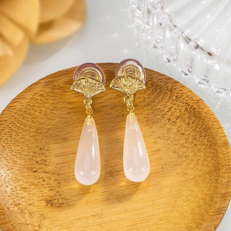 Damen elegante Tropfenohrringe mit feinem Goldakzent Shop Nory