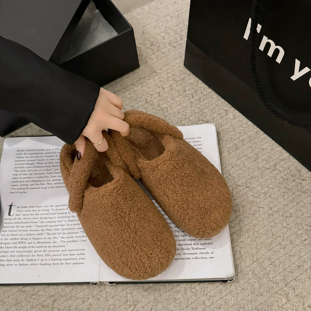 Damen Gefütterte Teddy-Pantoletten mit Umschlag und gepolstertem Komfortfußbett Shop Nory