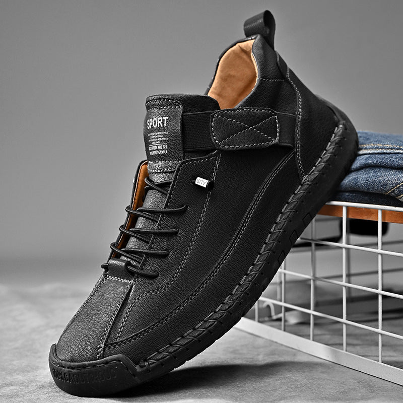 Herren Ledernachahmender Freizeit‑Sneaker mit Klettriemen, Mokassinnaht & profilierter Gummisohle Shop Nory