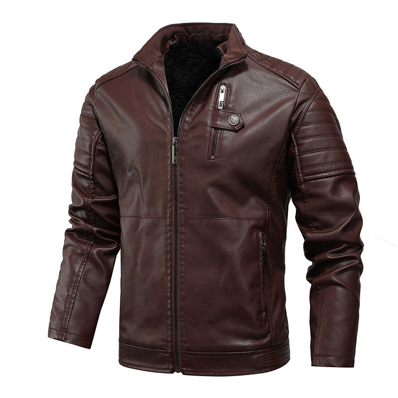 Herren schlanker Kunstleder‑Fieldblouson mit Stehkragen, Brustpattentaschen und Reißverschluss Shop Nory