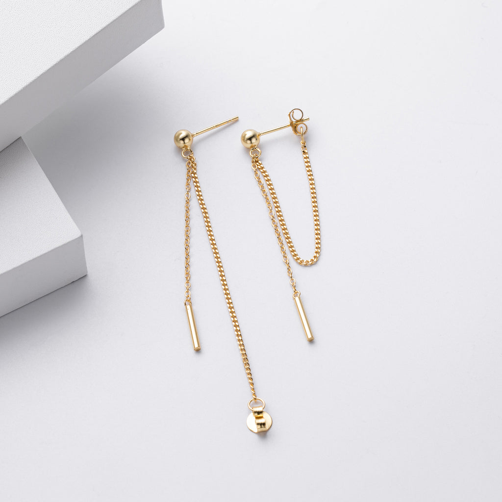 Damen Ohrhänger mit eleganten Ketten und goldfarbener 925 Sterling Silber-Beschichtung Shop Nory