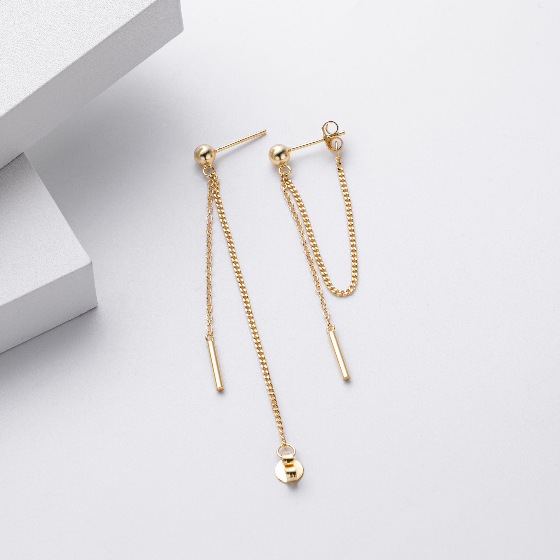 Damen Ohrhänger mit eleganten Ketten und goldfarbener 925 Sterling Silber-Beschichtung Shop Nory