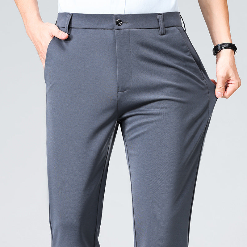 Herren Elegante gerade geschnittene Stretch-Businesshose mit Bügelfalte Shop Nory