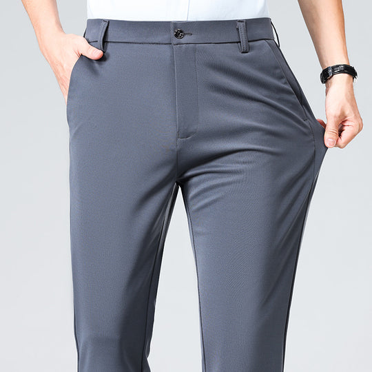 Herren Elegante gerade geschnittene Stretch-Businesshose mit Bügelfalte Shop Nory