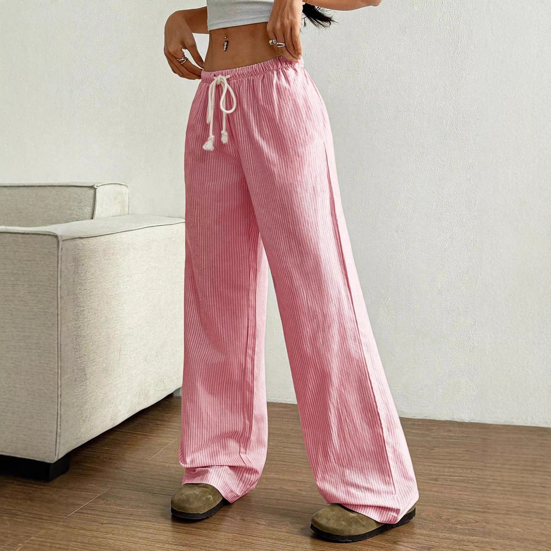 Damen Weite Leinenoptik-Hose mit Gummibund, Tunnelzug und Seitentaschen Shop Nory