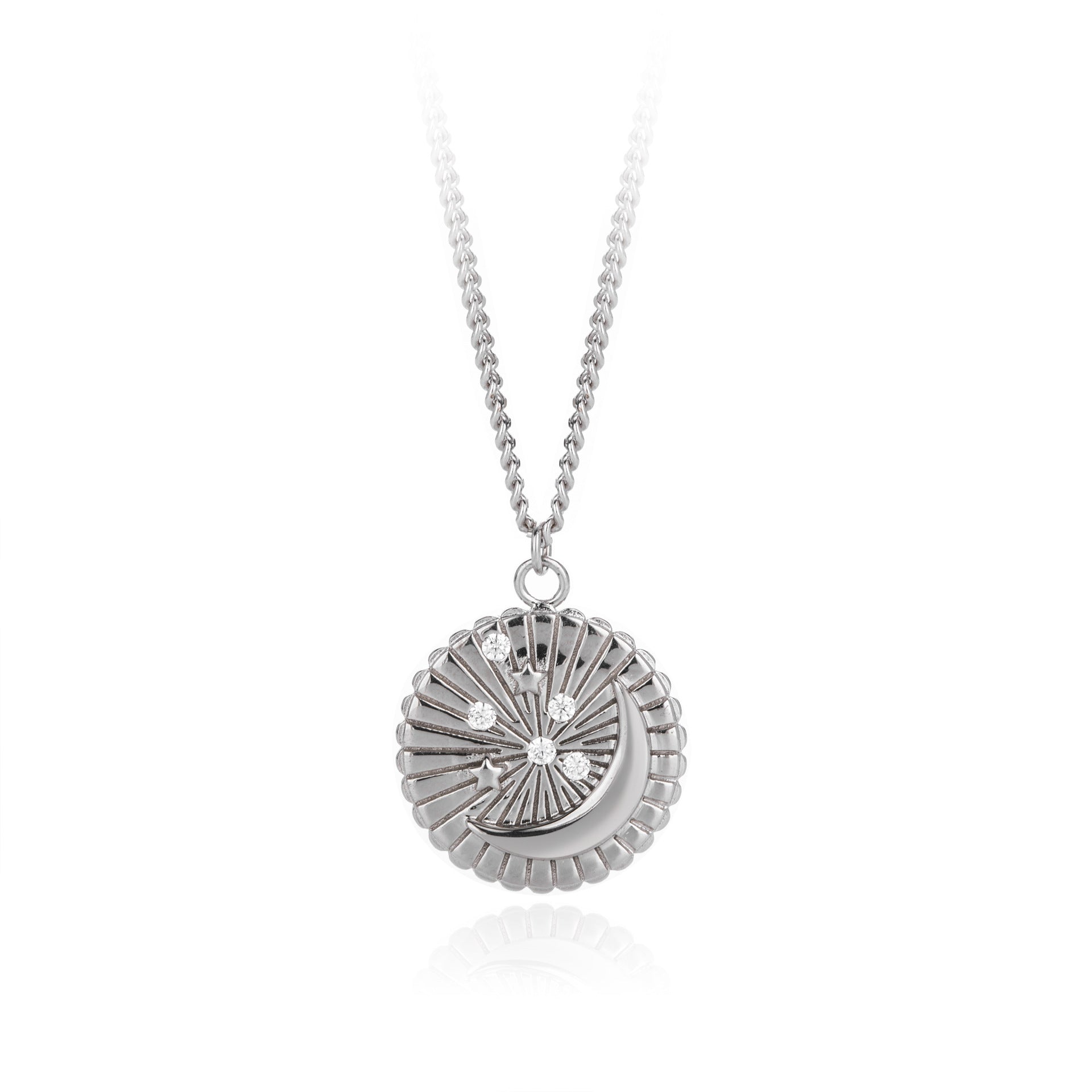 Damen Halskette mit einzigartigem Muschelanhänger aus 925er Sterlingsilber und funkelnden Zirkonia Shop Nory