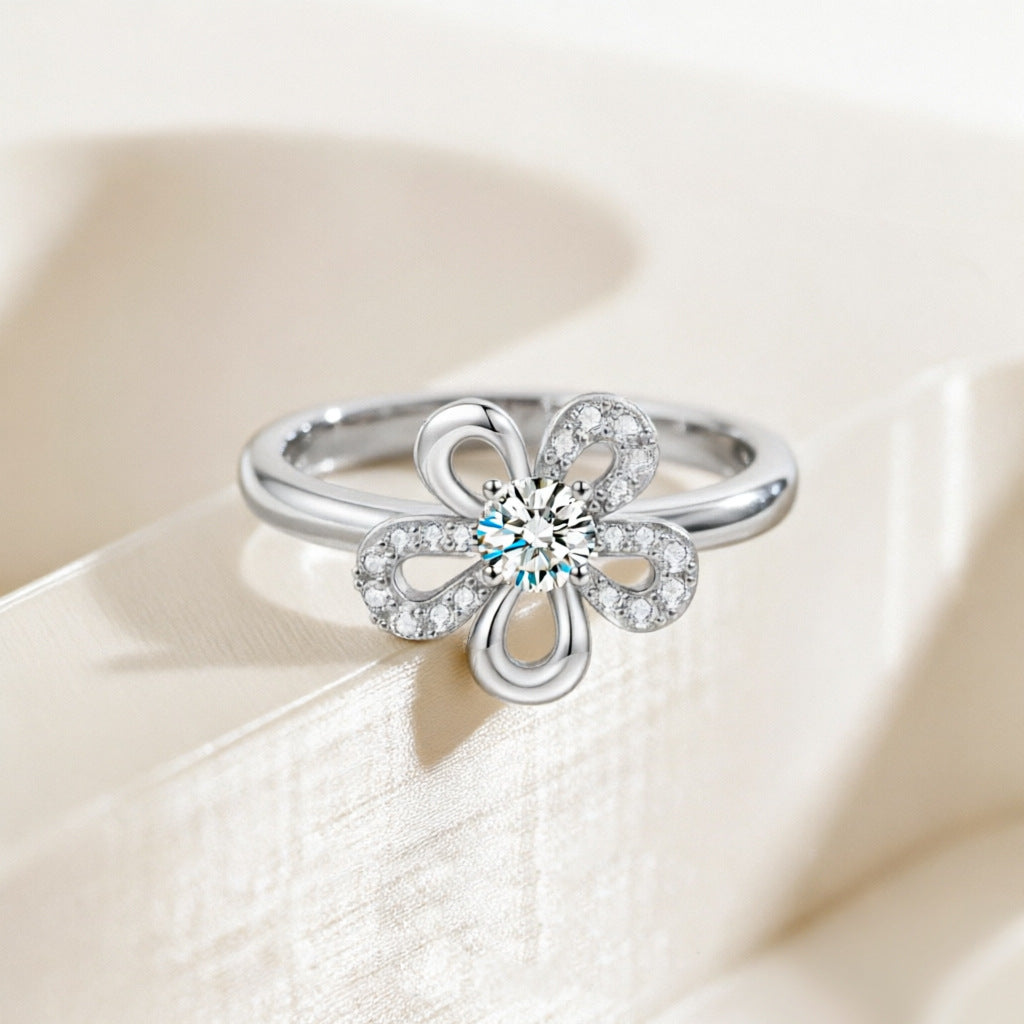 Damen Blumenring mit funkelndem Kristall und elegantem Design Shop Nory