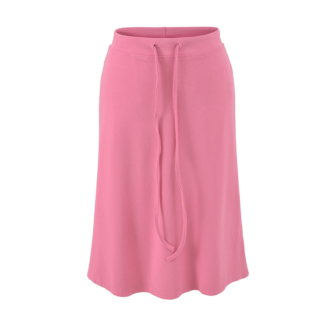 Damen Jersey-Midirock mit hohem Bund, Tunnelzug und A-Linien-Schnitt Shop Nory