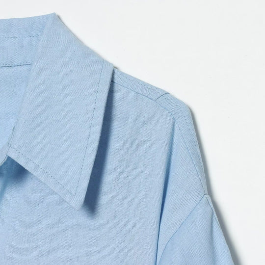 Damen Gekürzte Boxy-Bluse mit weiten Ballonärmeln und Hemdkragen Shop Nory
