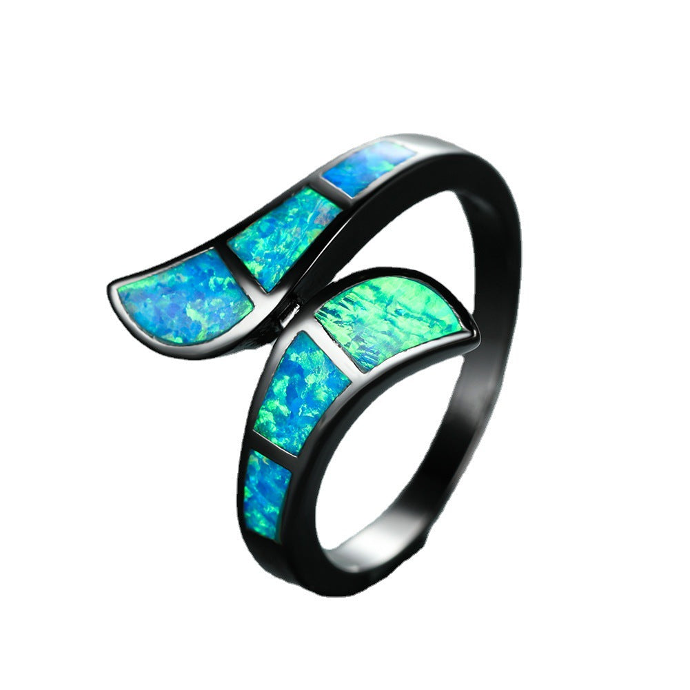 Damen Ring mit schimmerndem Opalmosaik und geschwungenem Design Shop Nory
