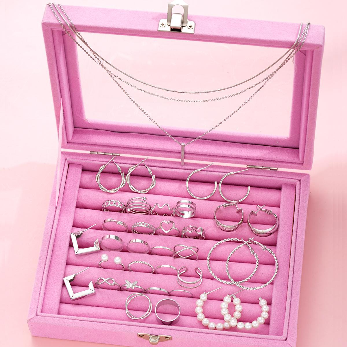 Damen vielseitiges Schmuckset aus verschiedenen Ring- und Halsketten-Designs Shop Nory